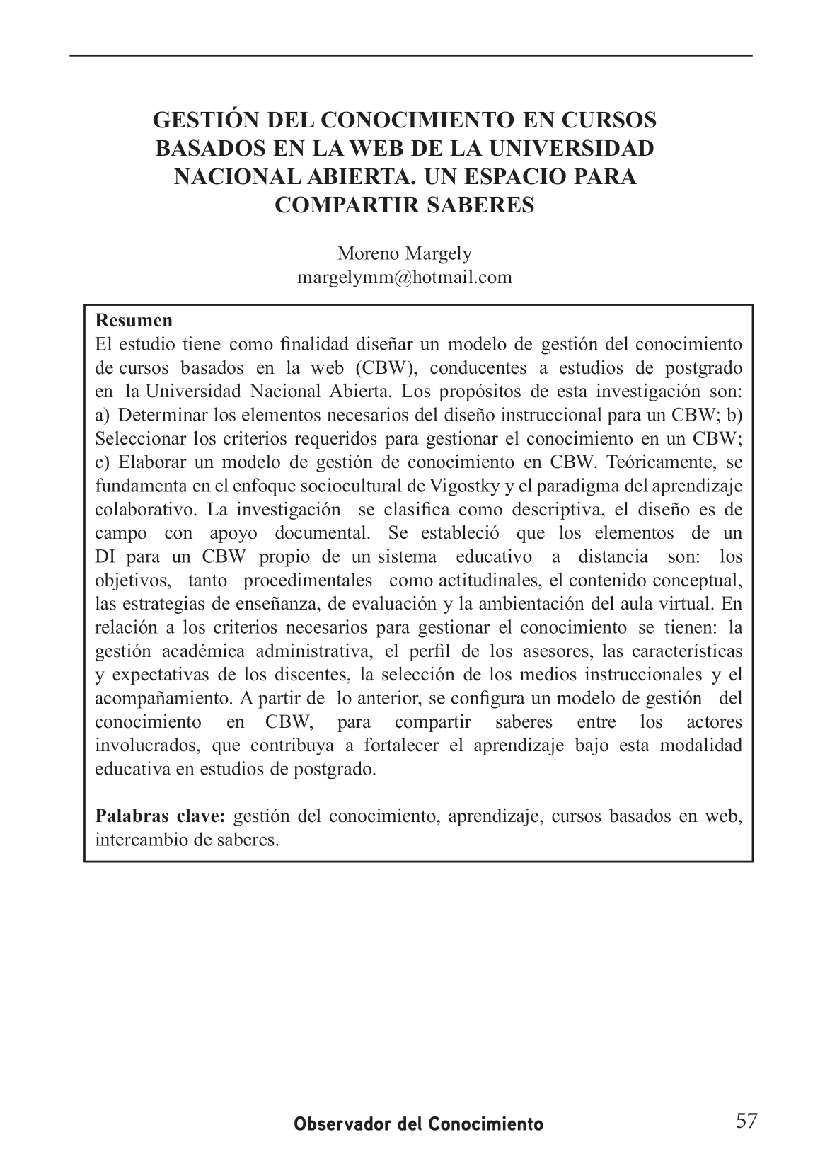 Modelo  de gestión  del  conocimiento