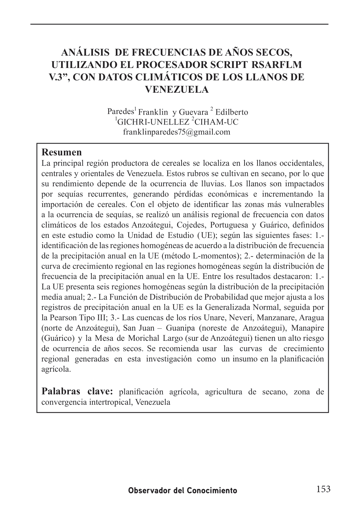 Análisis regional de frecuencia con datos  climáticos