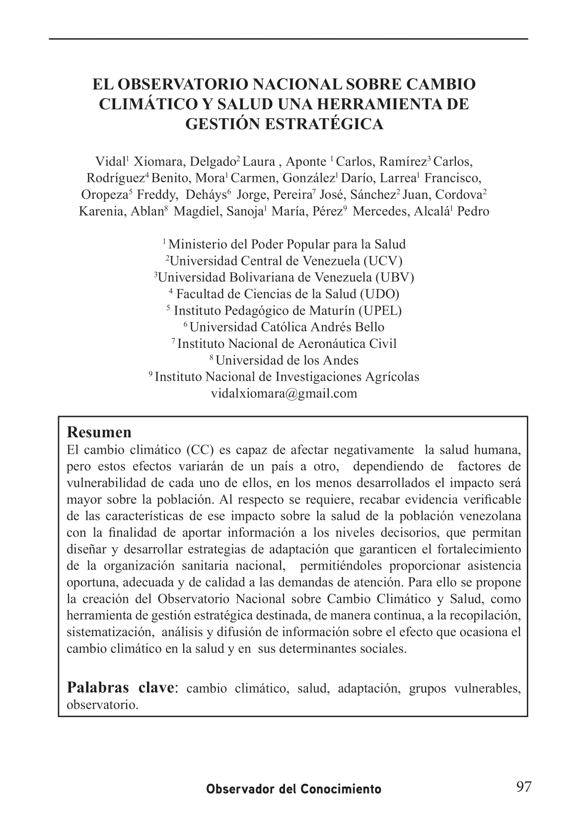 Observatorio Nacional sobre Cambio Climático y Salud