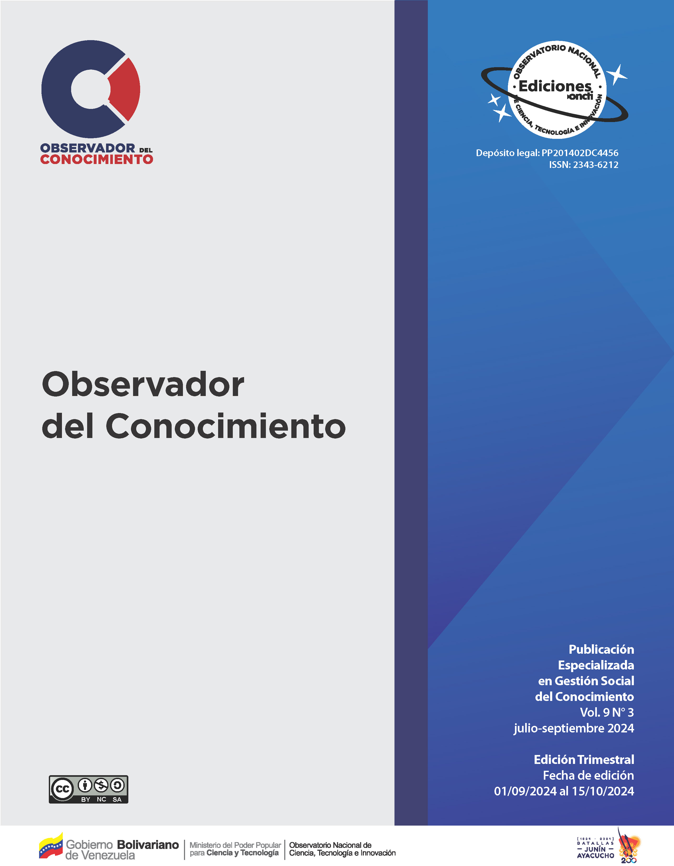 					Ver Vol. 9 Núm. 3 (2024): Observador del Conocimiento
				