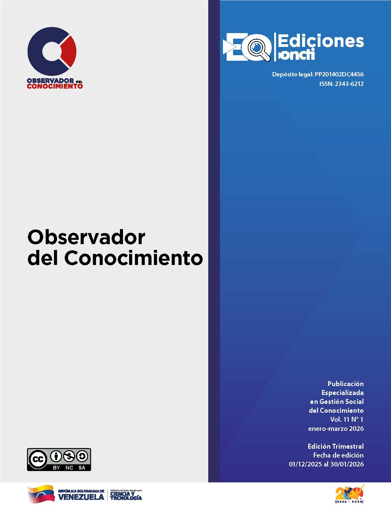 					Ver Vol. 11 Núm. 1 (2026): Observador del Conocimiento
				