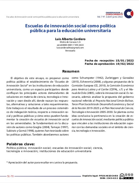  “Escuelas de  Innovación Social” 