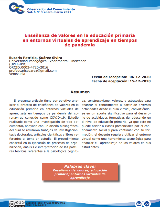 Proceso de enseñanza de valores en la  educación primaria