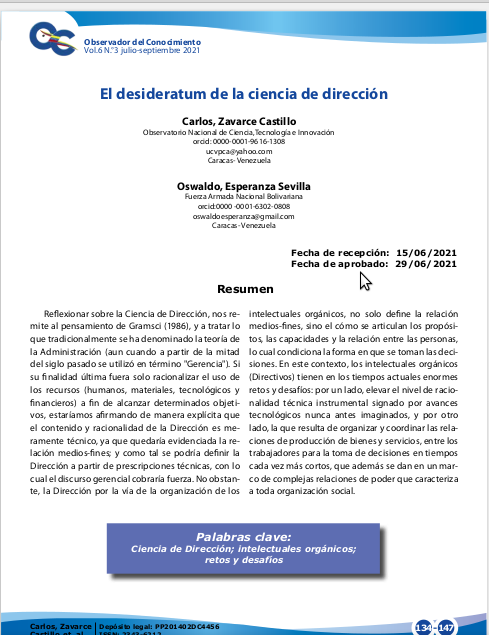  Reflexionar sobre la Ciencia de Dirección