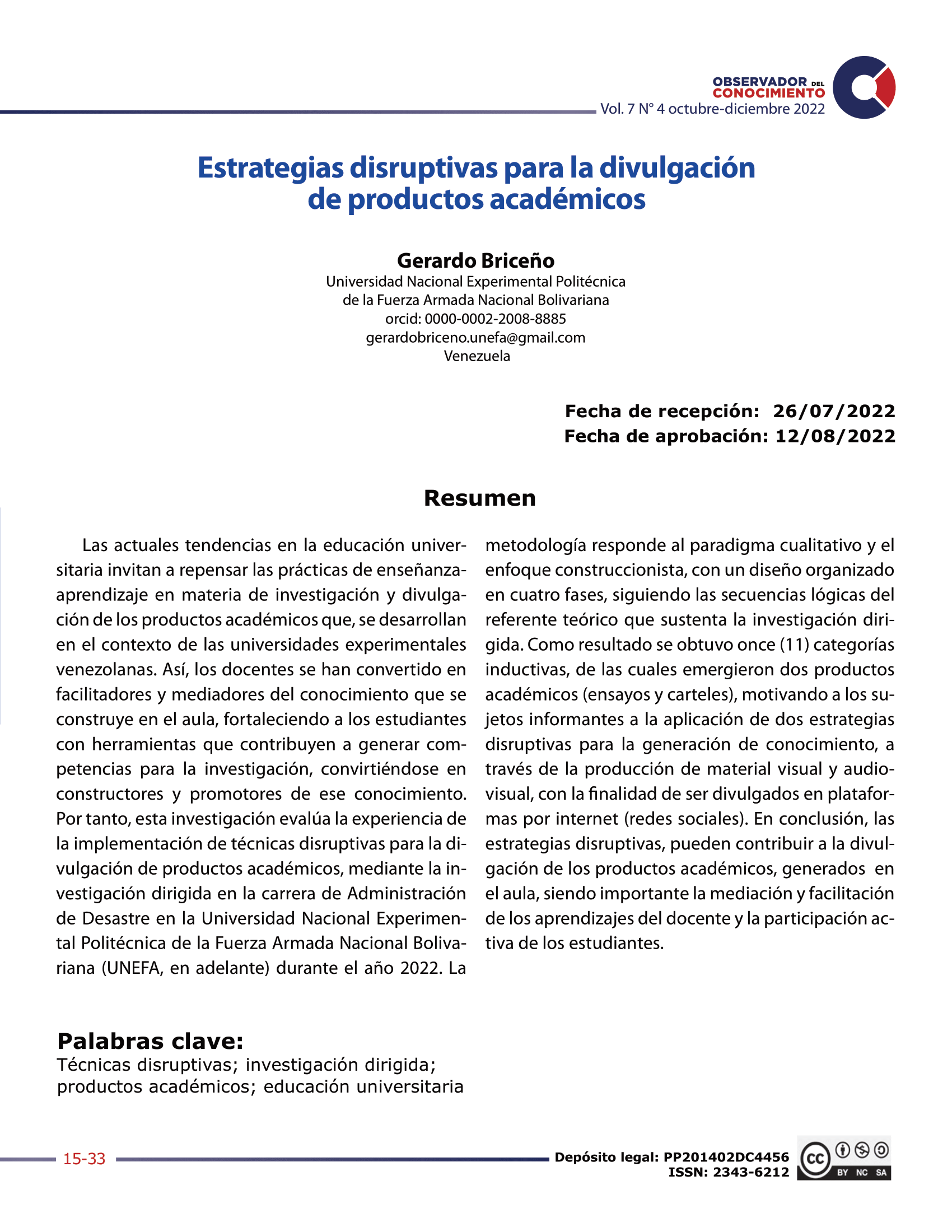  Estrategias disruptivas para la divulgación  de productos académicos