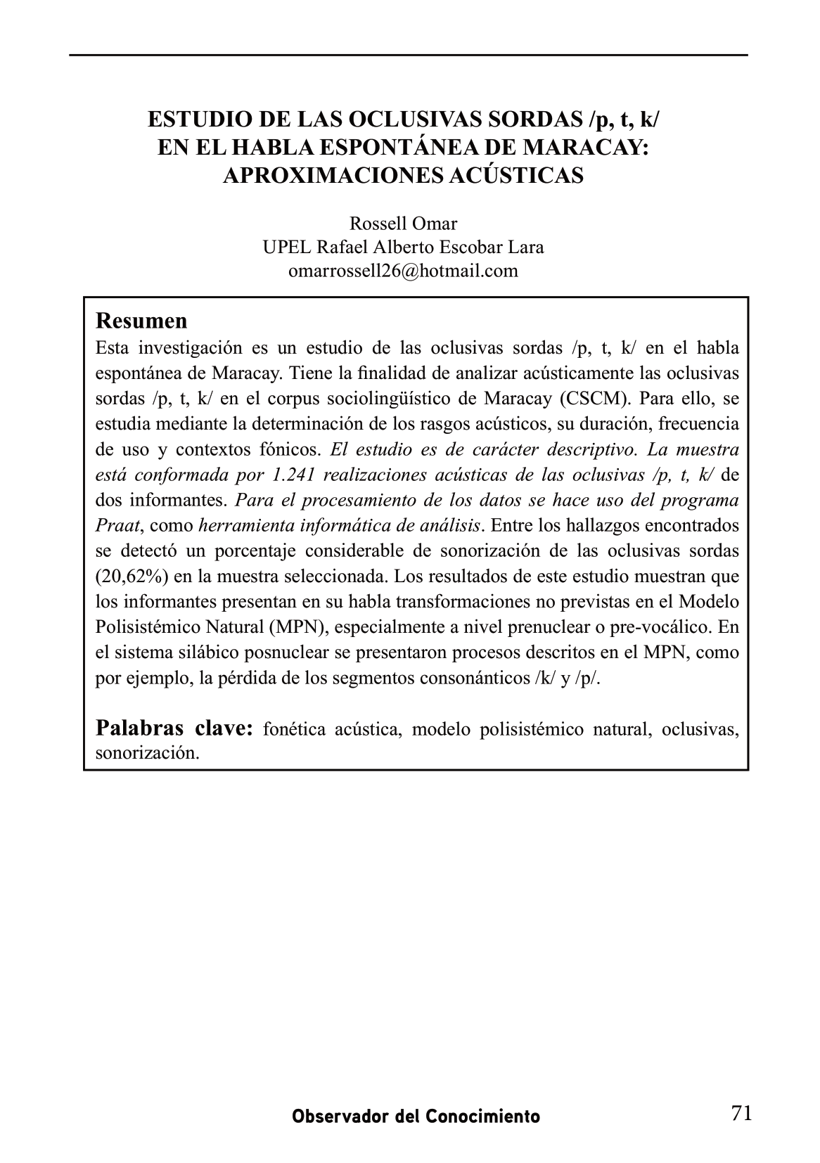 Sociolingüístico de Maracay