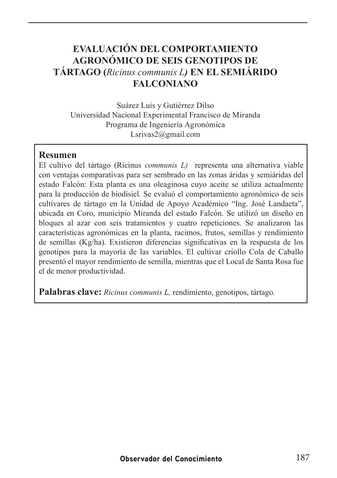  El cultivo del tártago